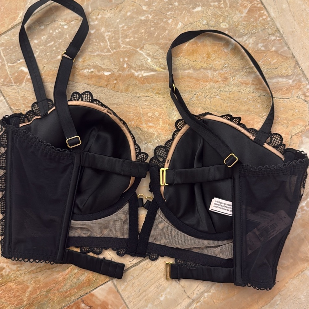 NWT Victoria's Secret Black Satin Corset Bra - Picture 5 of 7